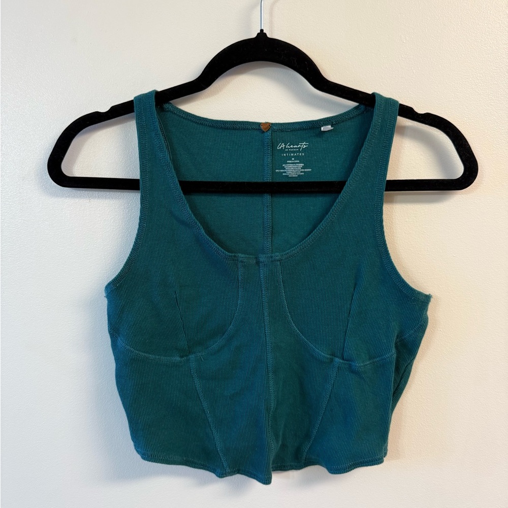 La Hearts Teal Crop Top